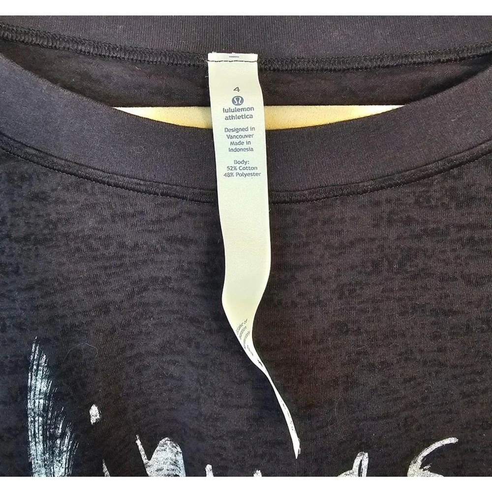 Lululemon Tee Lightest Cropped Expression Vinyasa Women 4 Sheer Yoga Shirt Black